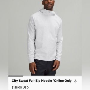 Lululemon Men’s White City Sweat Full-Zip Hoodie